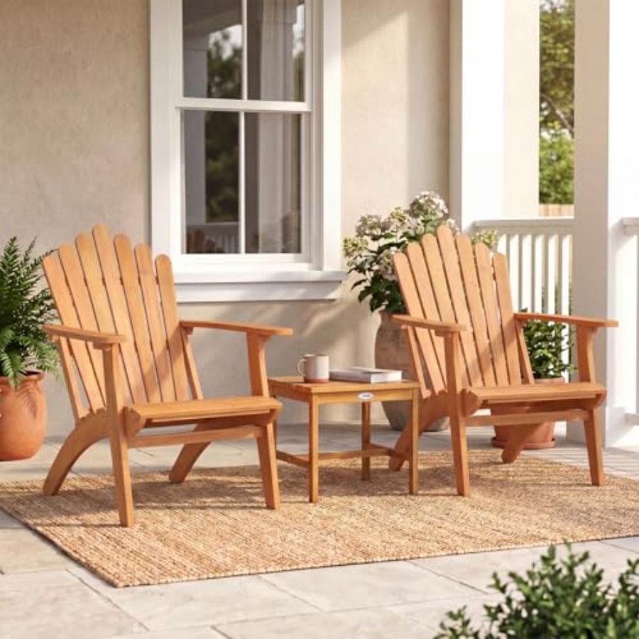 Adirondack Chair Wood - Zestaw 2 krzeseł Adirondack z bocznym