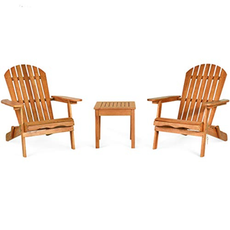 Adirondack Chair Wood - Zestaw krzeseł Adirondack 3-częściowy składany z
