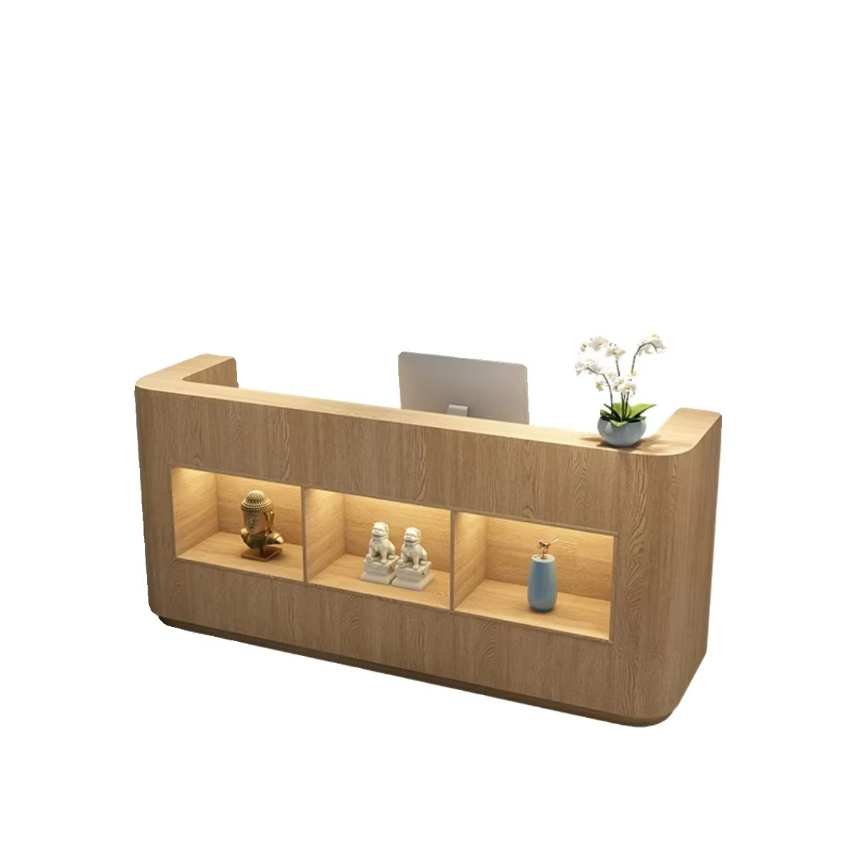 Outdoor Furniture In Store - Wytrzymały, prostokątny, lakierowany drewniany blat recepcyjny