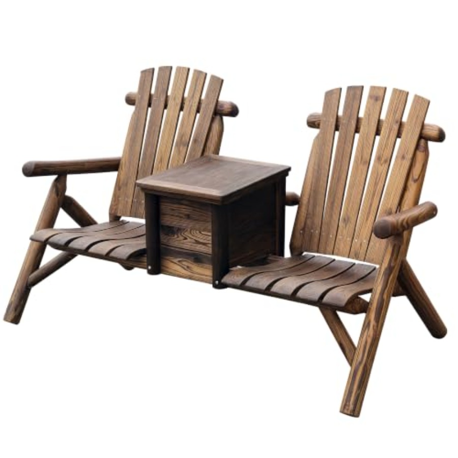Adirondack Chair Wood - Podwójna drewniana ławka Adirondack do siedzenia