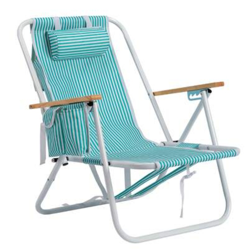 Outdoor Furniture Green - Regulowane składane krzesło plażowe z 4