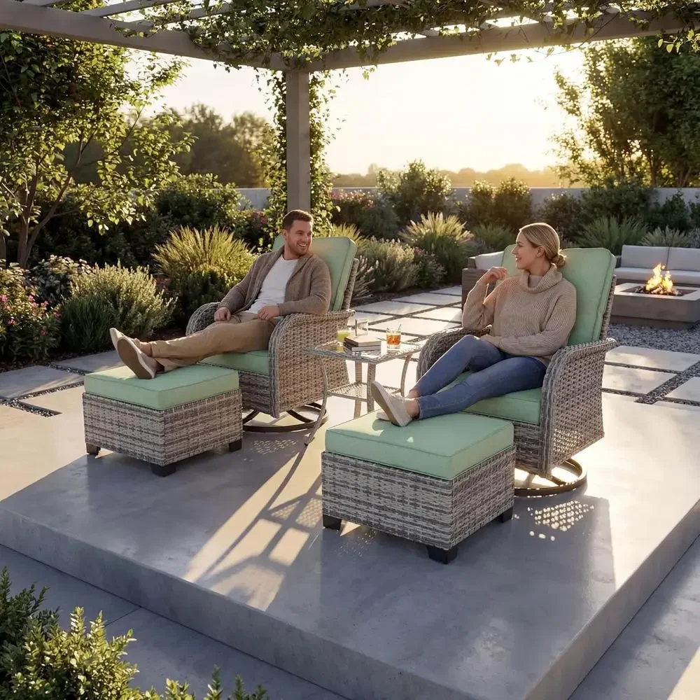 Outdoor Furniture Green - Zestaw mebli ogrodowych: Fotel bujany obrotowy