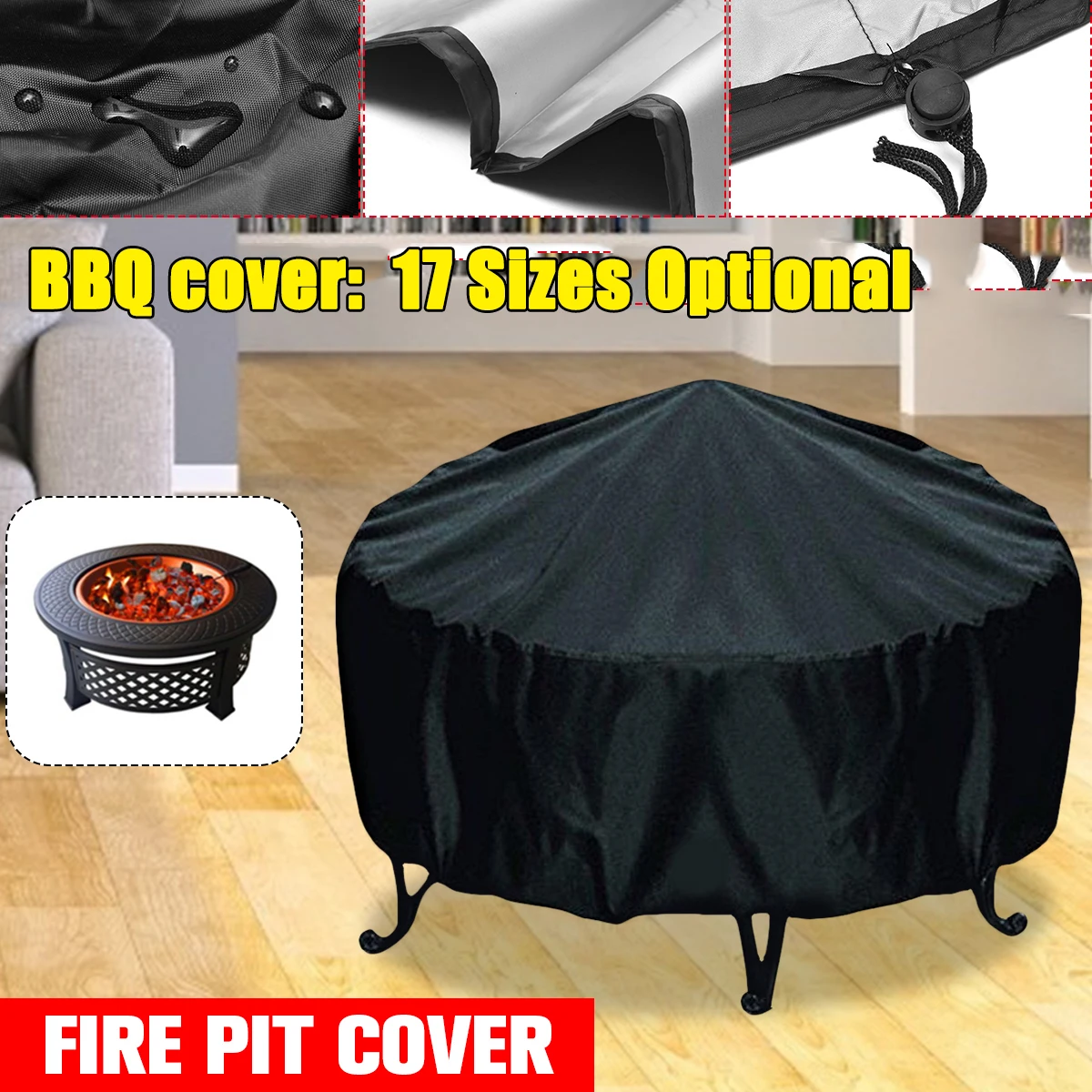 Outdoor Furniture Fire Pit - Wodoodporna osłona na palenisko Patio Czarna