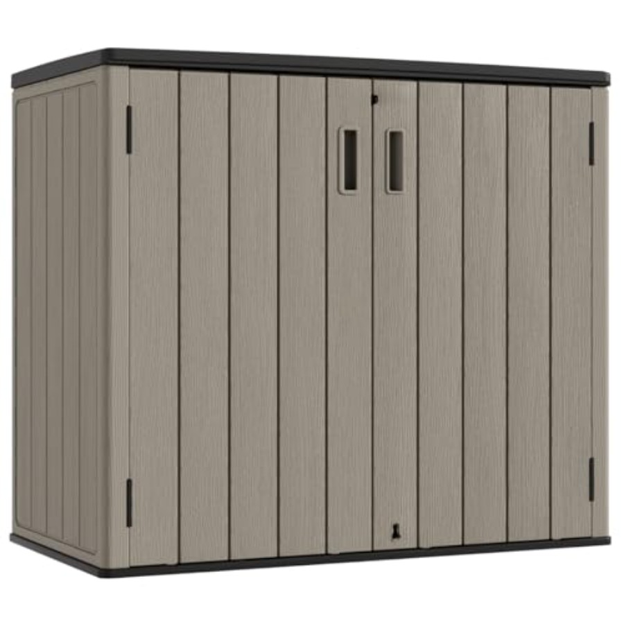 Outdoor Furniture Resin - Zewnętrzny poziomy schowek, wodoodporna żywica, szary,