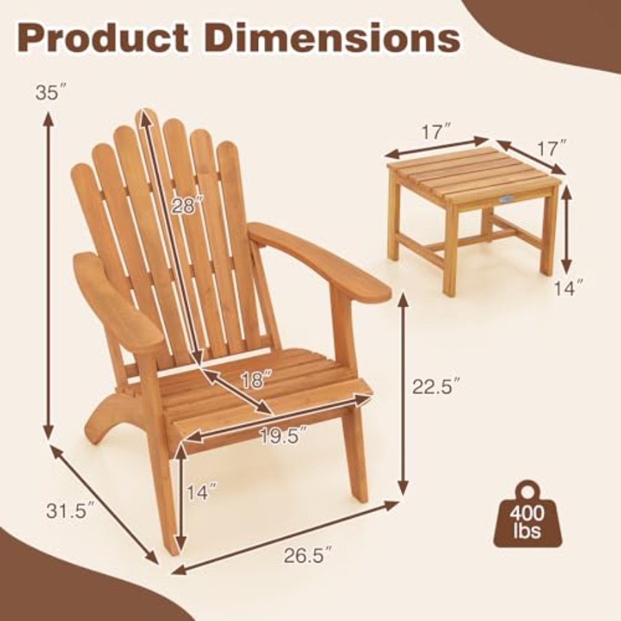 Zestaw 2 krzeseł Adirondack z  – Adirondack Chair Wood recenzja i cena