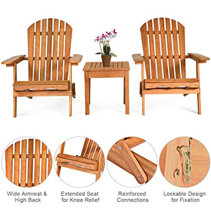 Zestaw krzeseł Adirondack 3-cz – Adirondack Chair Wood recenzja i cena