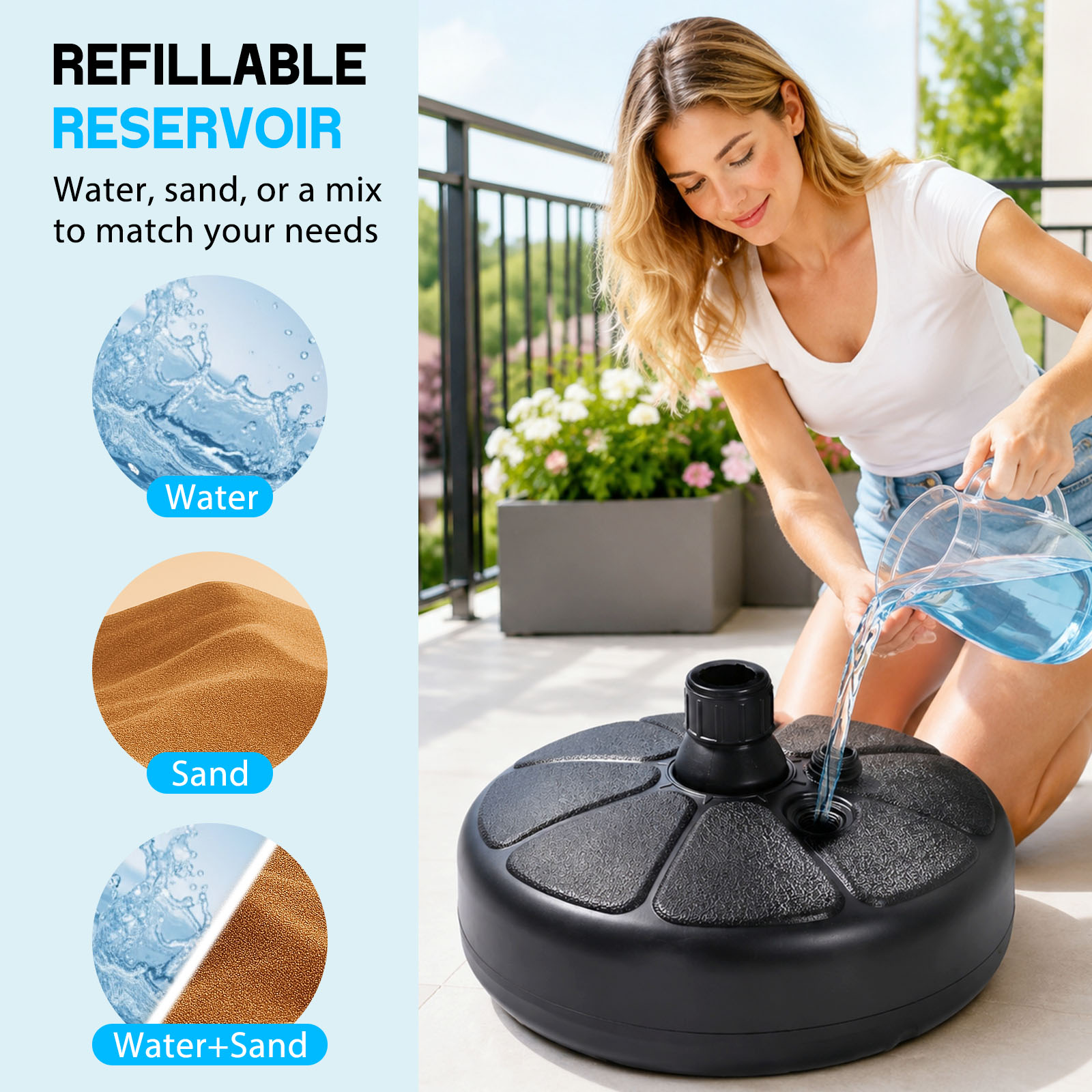 Podstawa parasola wypełniana w – Outdoor Furniture Sunbrella recenzja i cena
