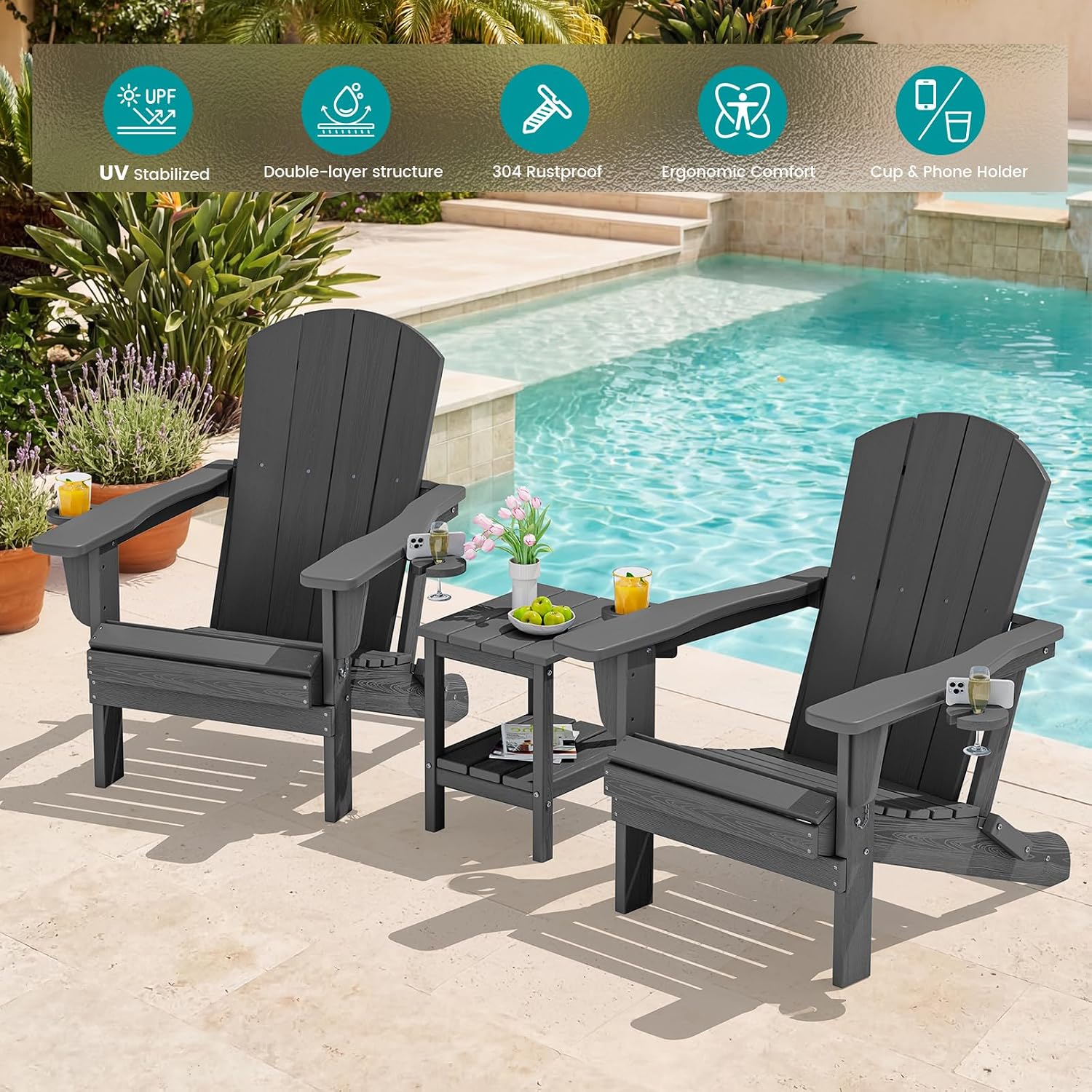 Zestaw dwóch składanych krzese – Outdoor Furniture Fire Pit recenzja i cena