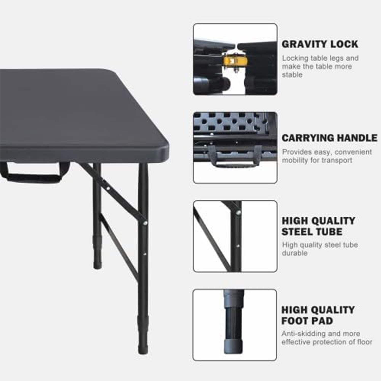 Składany stół 120 cm z regulac – Outdoor Furniture Legs recenzja i cena