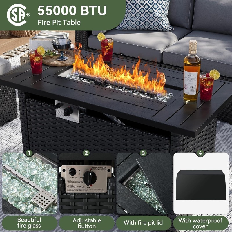 Aoxun 8-częściowy zestaw mebli – Outdoor Furniture Fire Pit recenzja i cena